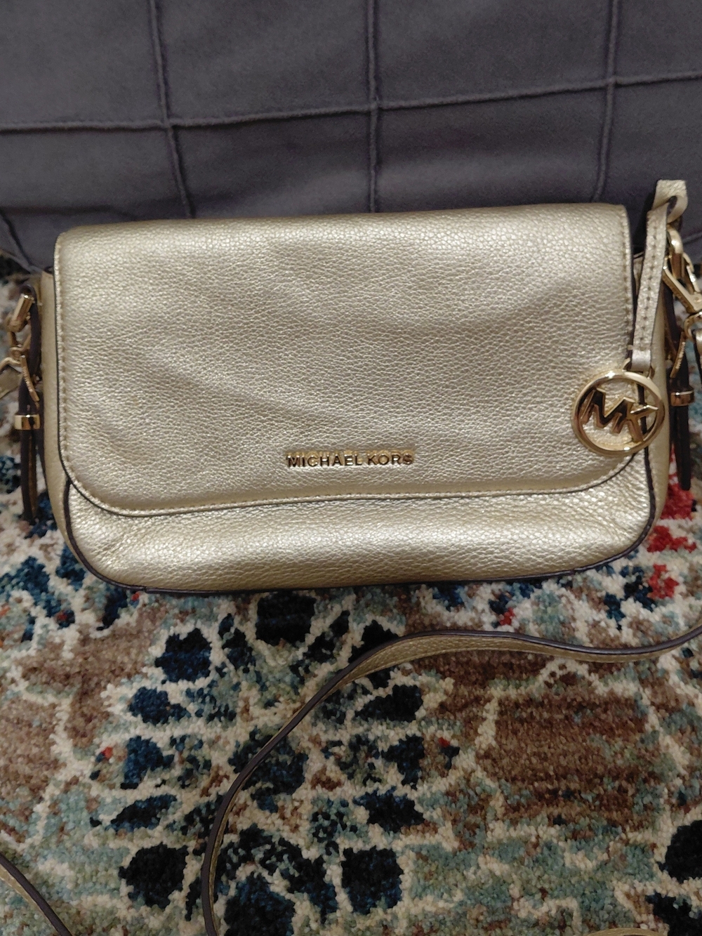 Michael Kors Gold Leather Crossbody Bag